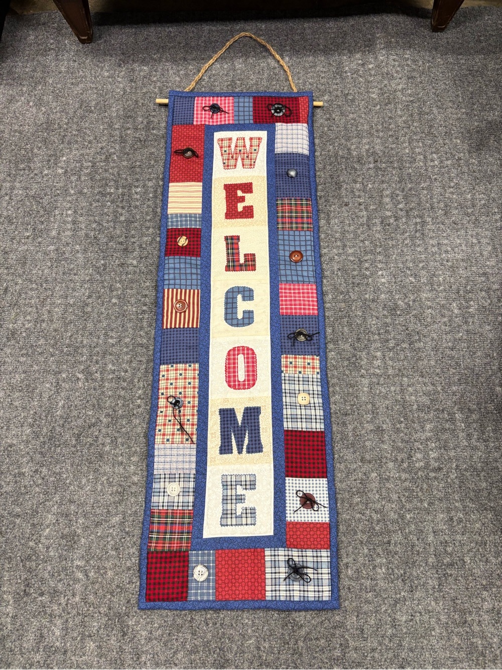 Country Charm Quilted Handmade Welcome Patchwork Wall Hanging